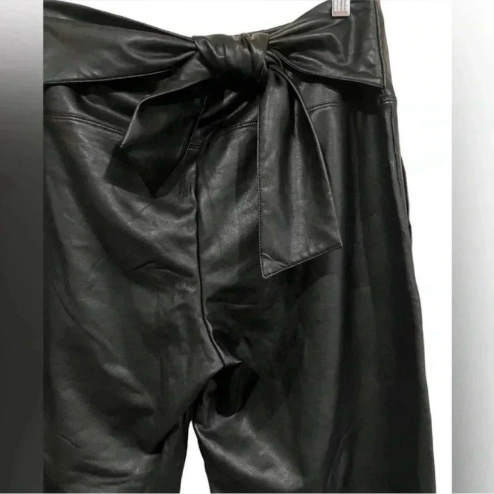 Joie Faux Leather Vegan Wide Leg Cropped High
Waisted Pants - Picture 2 of 9